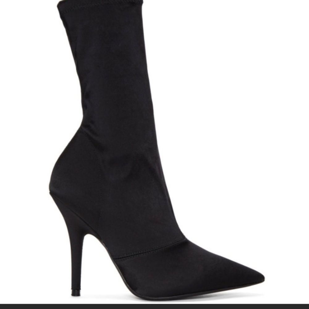 Yeezy black stretch satin ankle boots